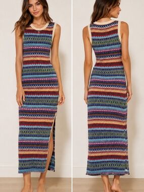 Sleeveless Striped Multi Color Maxi Dress
